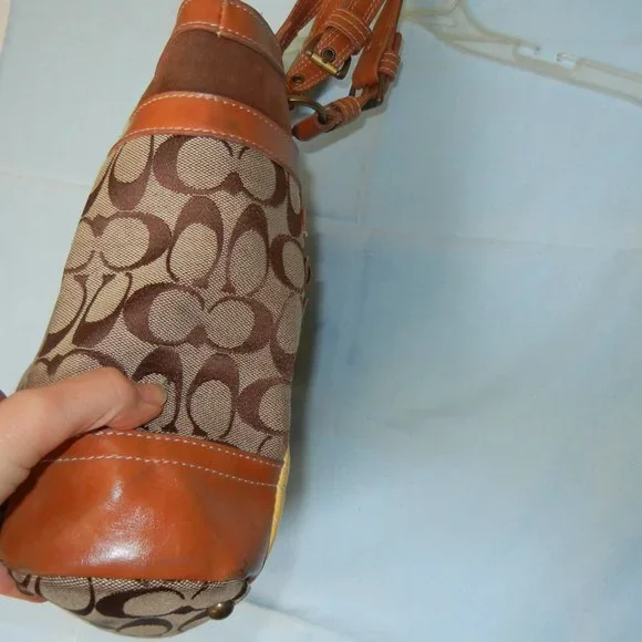 Coach Leather Gallery Purse Shoulder Bag Signature Brown Logo Hangtag Lined - Picture 6 of 14